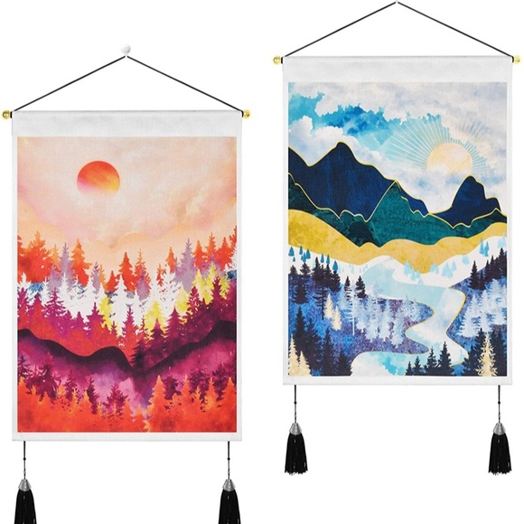 Retro Spring/Fall California Mountains Nature Pop Art Tapestry Wall Room Decor - Picture 4 of 7